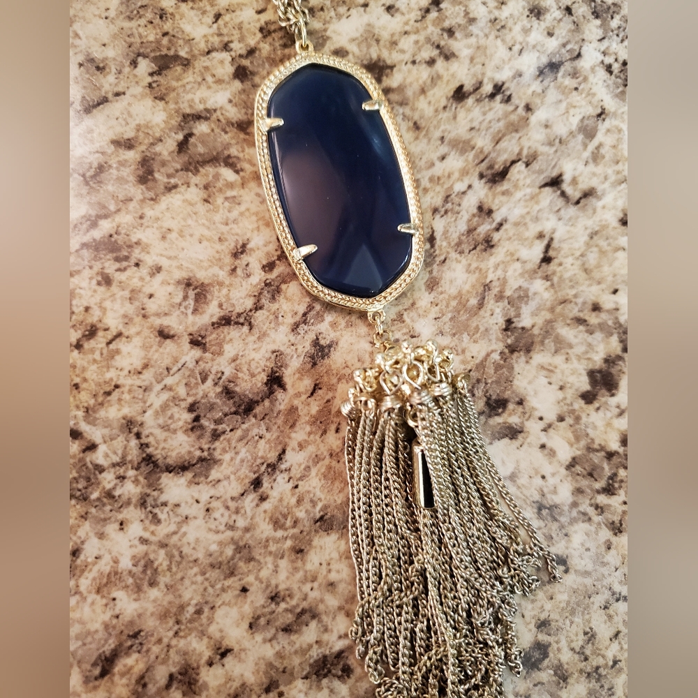 Kendra Scott Rayne Long Pendent Necklace - Cobalt Cat's Eye